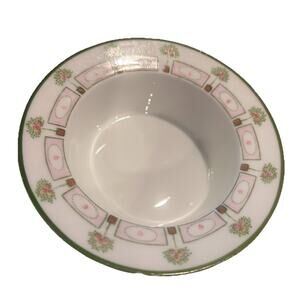 H&C Bavaria Floral Porcelain bowl 4” Green Rim Germany  antique